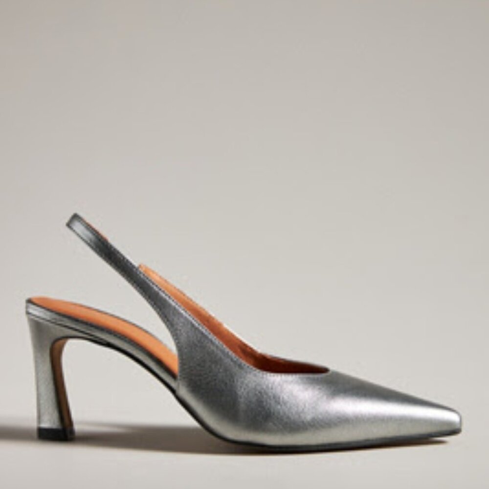 By Anthropologie Slingback Pumps – Silver – Size US 9–9.5 / EU 40